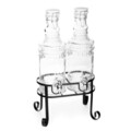 Set 2 dozatoare pentru bauturi cu suport Emica, Homla, 2x2 L, sticla/metal, transparent/alb