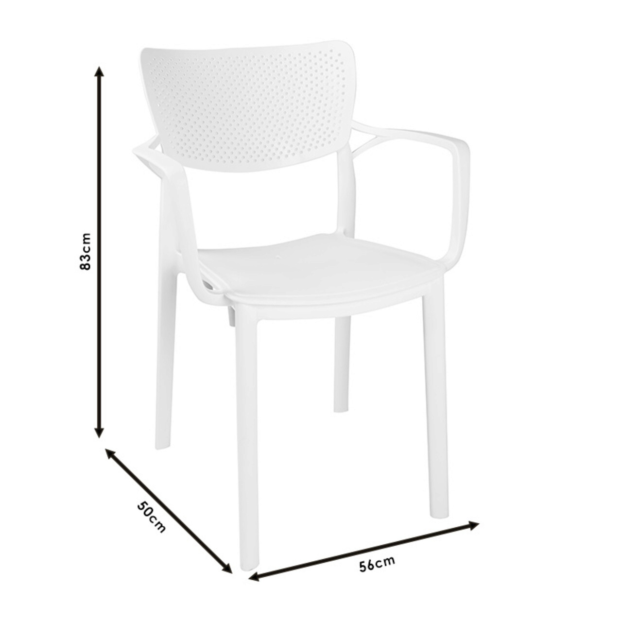 Scaun de gradina Frontline, Pakoworld, 56x50x83 cm, polipropilena, alb