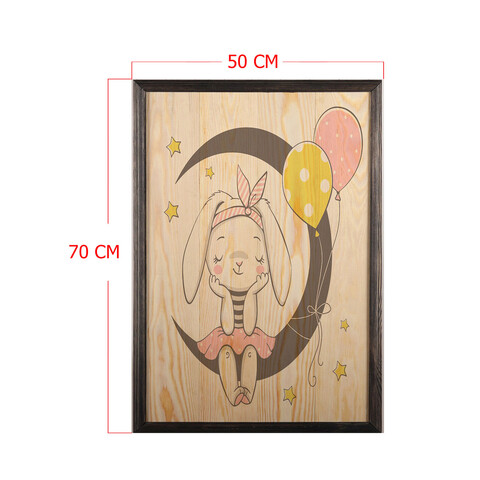 Tablou decorativ, Cute Bunny XL, Lemn, Lemn, Multicolor