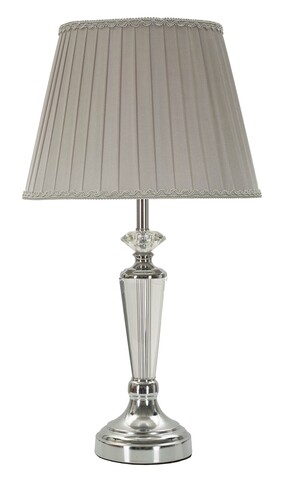 Lampa de masa Silvery, Mauro Ferretti, 1 x E27, 40W, 30x56 cm, metal/sticla/textil, argintiu