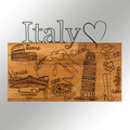 Decoratiune de perete, I Love You Italy, lemn/metal, 58 x 41 cm, negru/maro