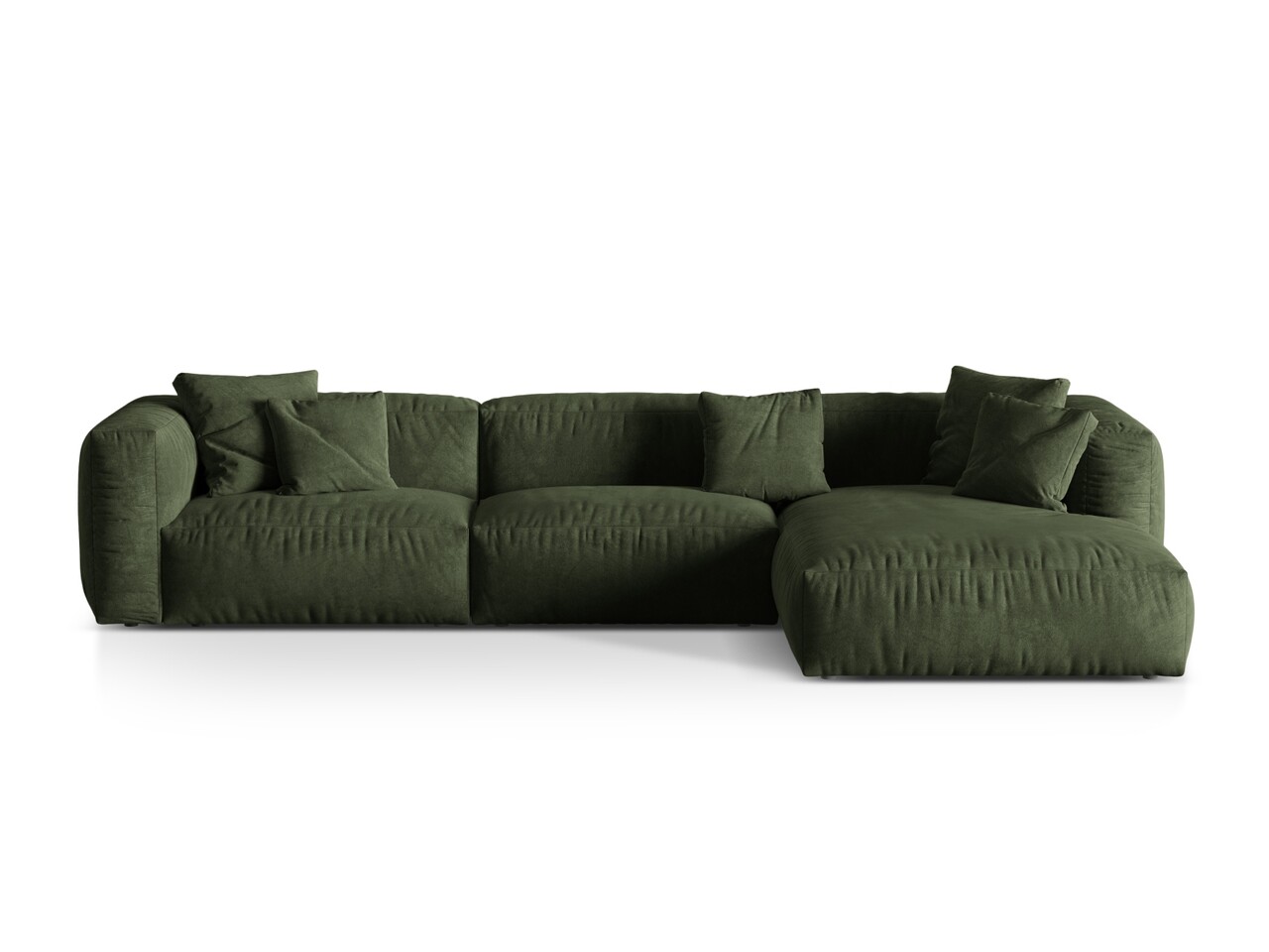 Coltar modular dreapta 3 locuri, Martina-120, Micadoni Home, 332x176x75 cm, catifea, verde - 1 | YEO