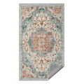 Covor antiderapant Vasagle Vintage, 92x153 cm, lavabil la masina, poliester, albastru teal