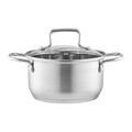 Oala cu capac Hugo, Ambition, 18 cm, 2 L, inox AISI 304/sticla, argintiu