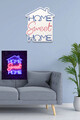 Decoratiune luminoasa LED, Home Sweet Home, Benzi flexibile de neon, DC 12 V, Albastru/Roz