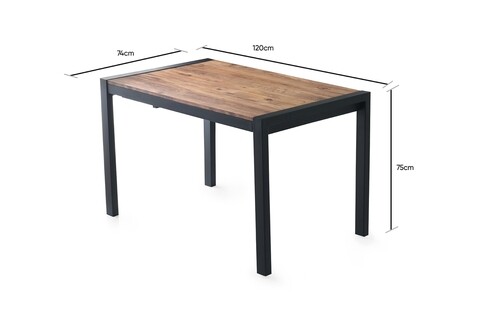 Masa dining extensibila, Nmobb, Silva Atlantic, 120/187 x 75 x 74 cm, pal melaminat, maro/negru