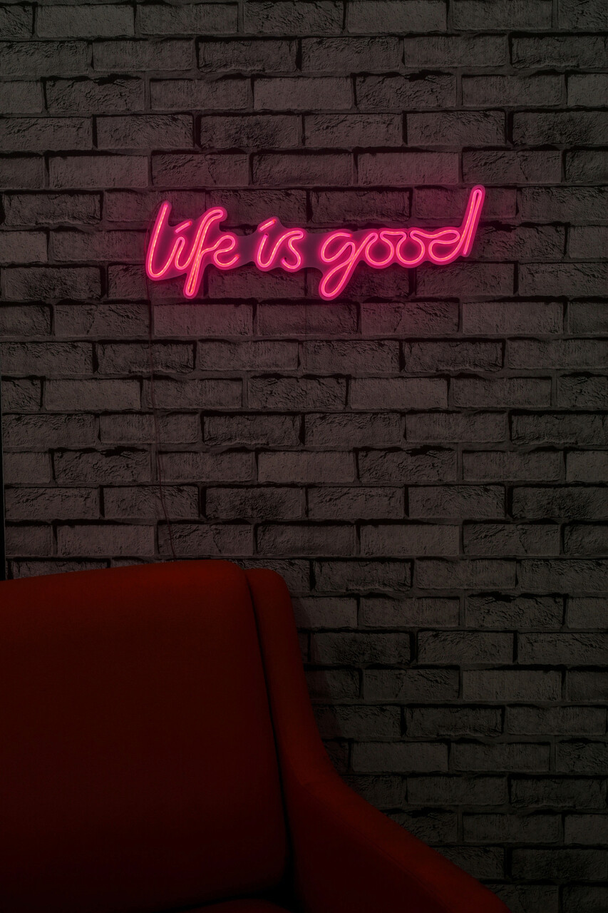 Decoratiune luminoasa LED, Life Is Good, Benzi flexibile de neon, DC 12 V, Roz - 1 | YEO