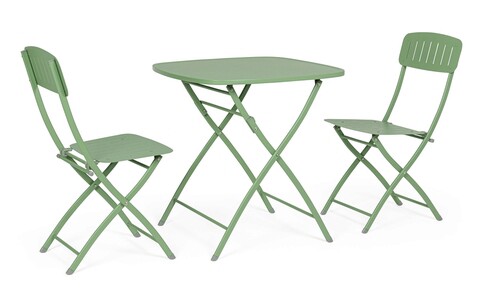 Set mobilier de gradina 3 piese Yvonne, Bizzotto, otel, finisaj mat, verde sage