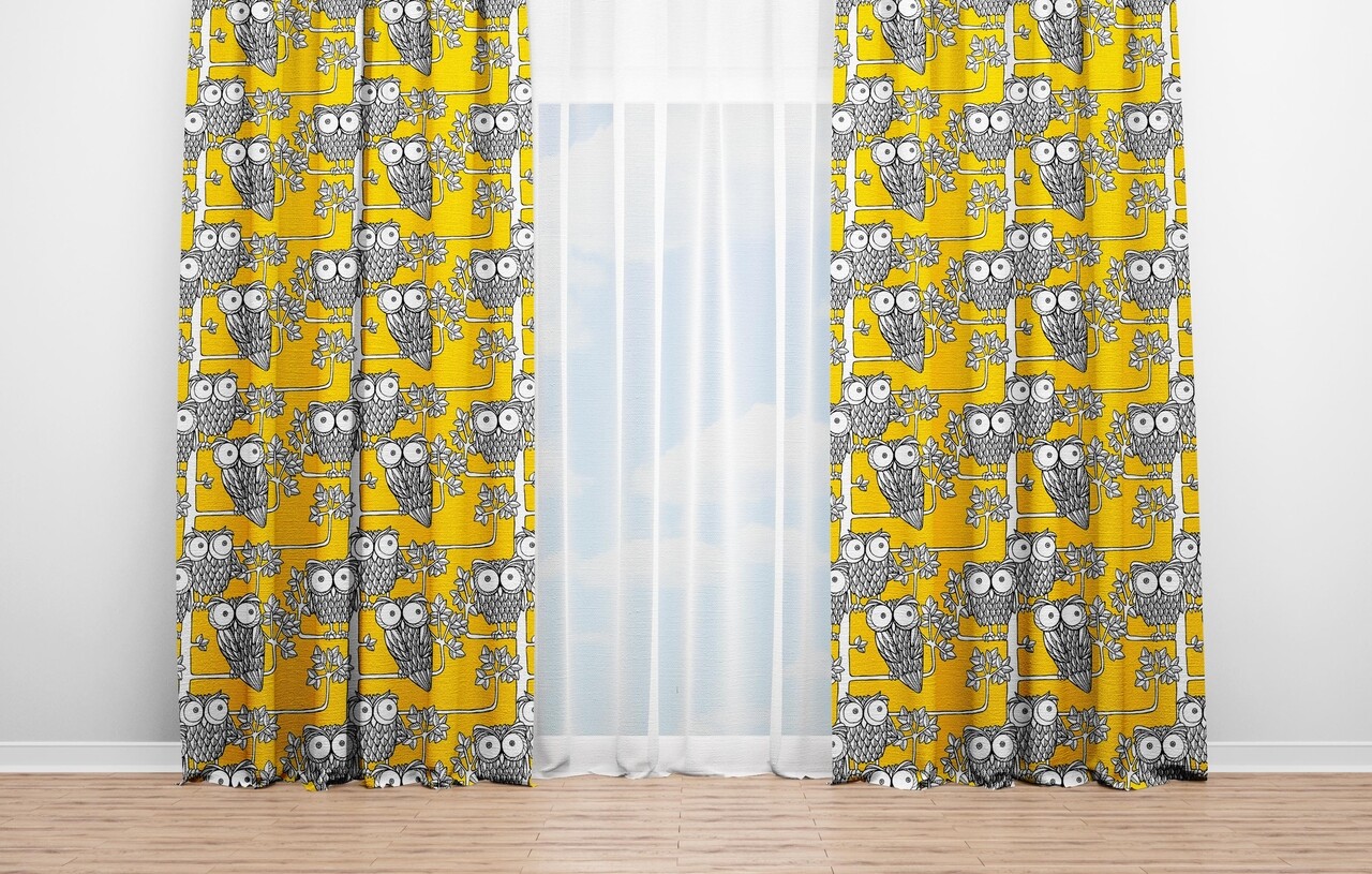 Draperie Owl, Oyo Kids, 140x240 cm, poliester, galben