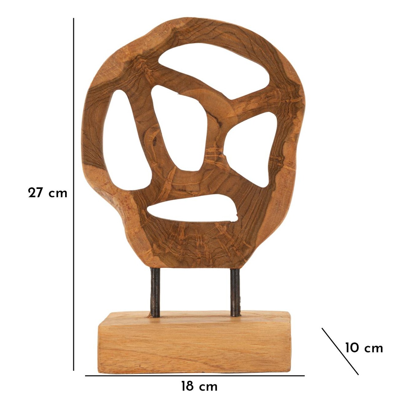 Sculptura decorativa Lubang, Mauro Ferretti, 18x10x27 cm, tec reciclat, lucrat manual, model unicat, maro - 1 | YEO