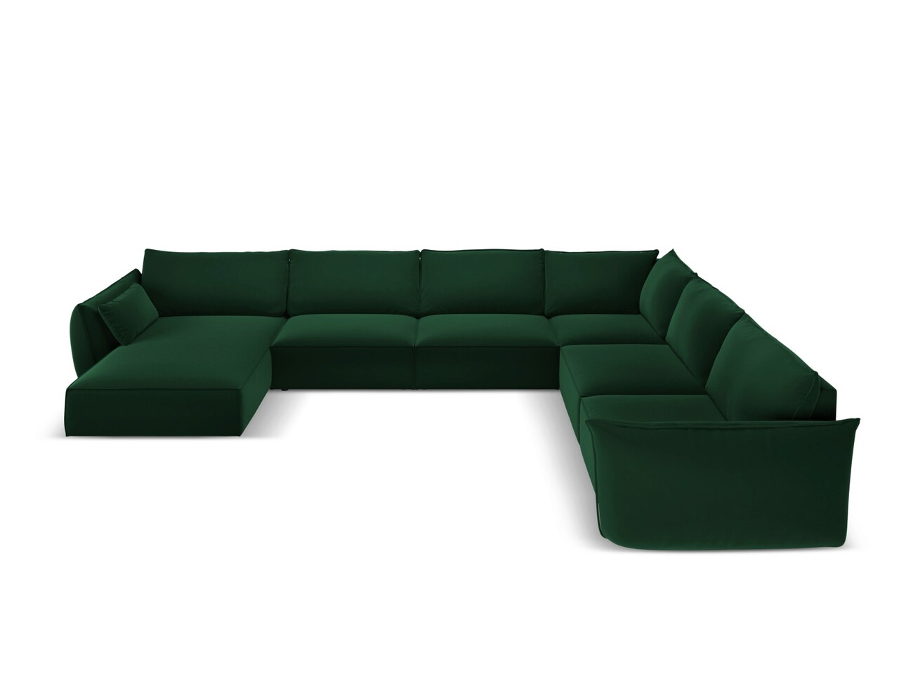 Coltar panoramic dreapta 8 locuri, Kaelle, Micadoni Home, BL, 384x284x85 cm, catifea, verde bottle