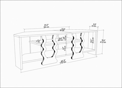 Comoda TV, Retricy, Firal, 110x35x41.8 cm, PAL, Stejar / Alb