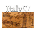 Decoratiune de perete, I Love You Italy, lemn/metal, 58 x 41 cm, negru/maro