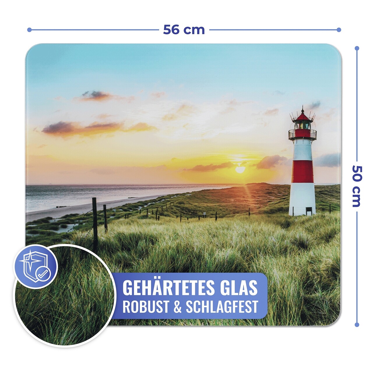 Protectie universala pentru aragaz Maximex, Lighthouse, 56x50 cm, sticla, multicolor