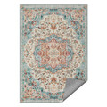 Covor antiderapant Vasagle Vintage, 120x170 cm, lavabil la masina, poliester, albastru teal