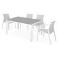 Set mobilier gradina/terasa Encore/Baria, 5 piese, 150x90x74 cm/56.5x62x86 cm, aluminiu, alb/gri