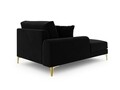 Sezlong living stanga, Madara, Mazzini Sofas, gold legs, 102x182x90 cm, catifea, negru