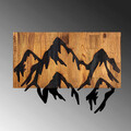 Decoratiune de perete, Mountain 5, Lemn/metal, Dimensiune: 58 x 3 x 44 cm, Negru / Nuc deschis