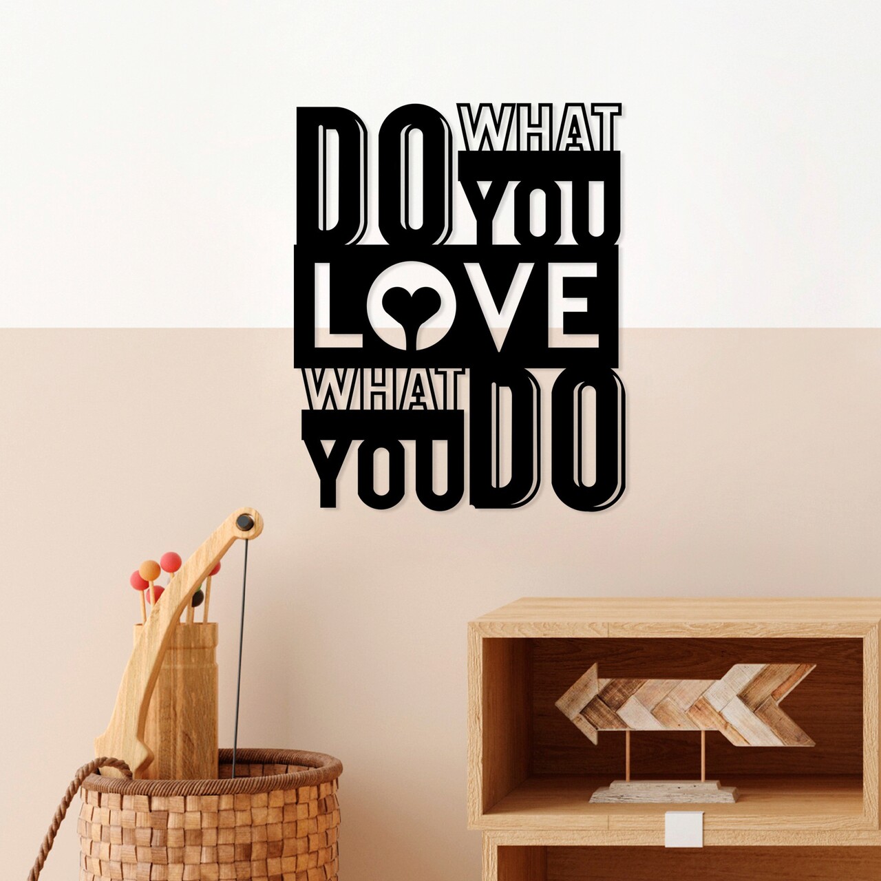 Decoratiune de perete, What Do You Love, Metal, Dimensiune: 57 x 70 cm, Negru