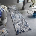 Covor Marbled Navy, Flair Rugs, 80x300 cm, polipropilena/poliester, bleumarin