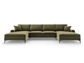 Coltar panoramic, Madara, Mazzini Sofas, 6 locuri, 334x182x90 cm, catifea, verde