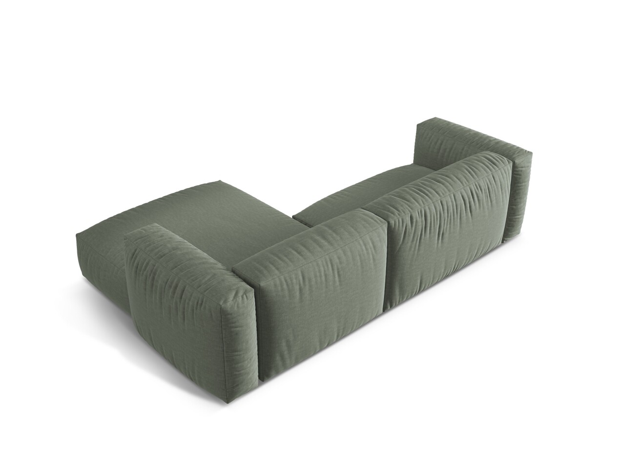 Coltar modular dreapta 2 locuri, Martina-169, Micadoni Home, 283x176x75 cm, tesatura structurata catifelata, verde muschi - 1 | YEO