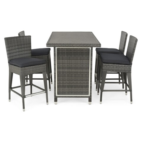 Set mobilier pentru gradina Contempo, masa + 4 scaune, gri/negru