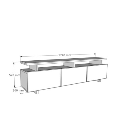 Comoda TV, Woodface, Verona, 174x52x30 cm, Lemn, Natural