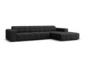 Coltar dreapta 4 locuri, Jennifer-140, Micadoni Home, 284x166x70 cm, tesatura chenille din poliester, negru