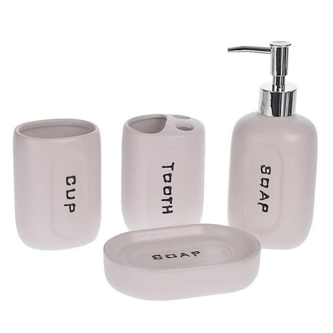 Set de baie Modern Bath, InArt, 4 piese, ceramica, alb/negru