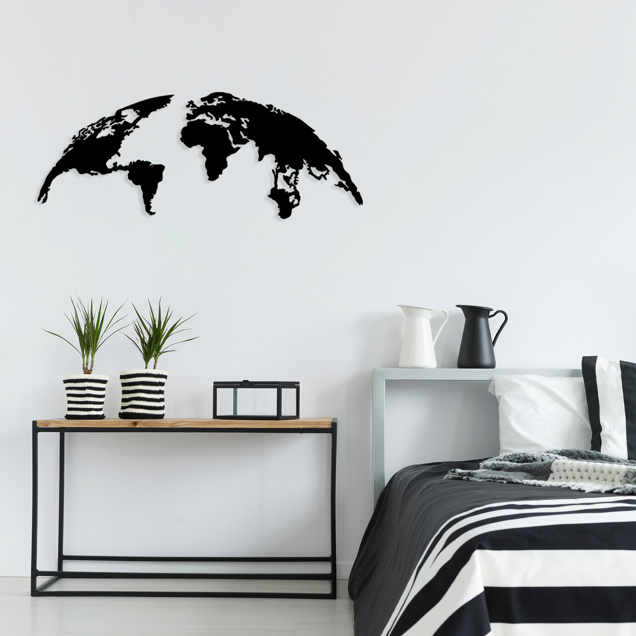 Decoratiune de perete, World Map Medium Metal Decor, metal, 120 x 47 cm, negru - 1 | YEO