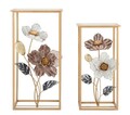 Set 2 masute Flower, Mauro Ferretti, 36 x 36 x 70 cm, fier/MDF/sticla, multicolor