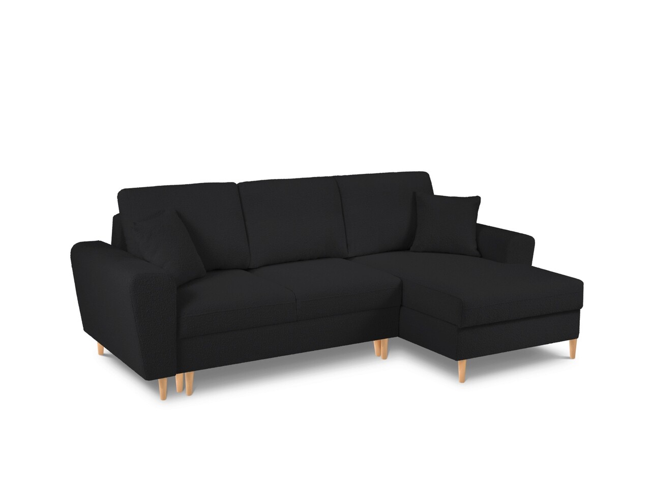 Coltar extensibil dreapta 4 locuri, Moghan, Micadoni Home, NL, 241x145x88 cm, poliester Boucle, negru - 1 | YEO