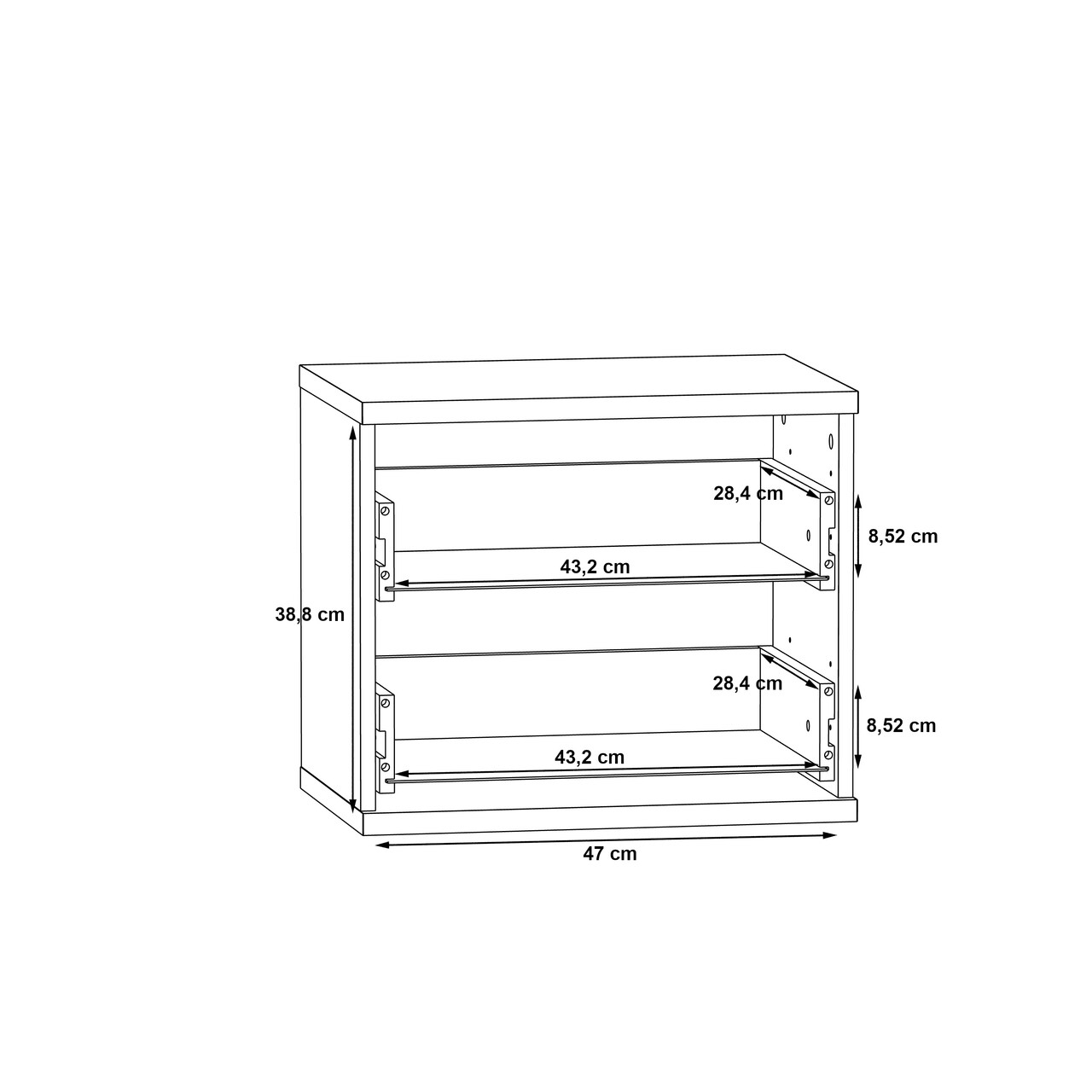 Noptiera Leudal, Bedora, 50.1x34.7x44.7 cm, PAL/plastic, stejar/alb lucios