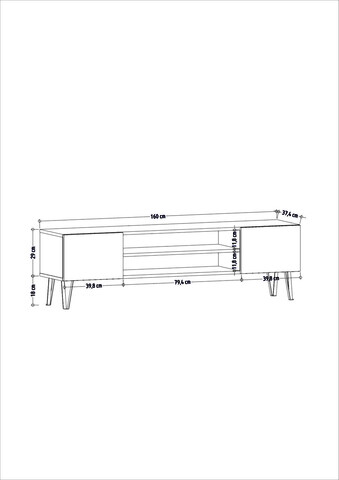 Comoda TV, Colman, Bloom, 160x37.4x47 cm, Stejar / Antracit