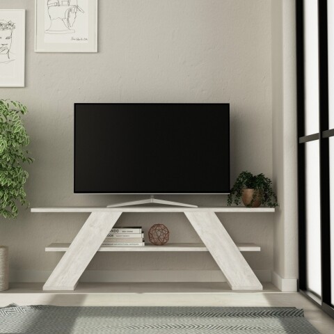Comoda TV, Homitis, Farfalla - Antique White, 33.5x120x40 cm