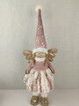 Decoratiune luminoasa cu LED-uri Standing Angel Girl, Excellent Houseware, cu baterii, 24x16x69 cm, roz/auriu