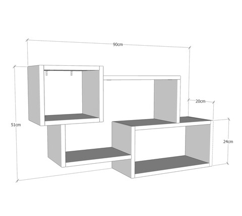 Raft pentru perete Ayder, Kalune Design, 90x20x51 cm, antracit/alb