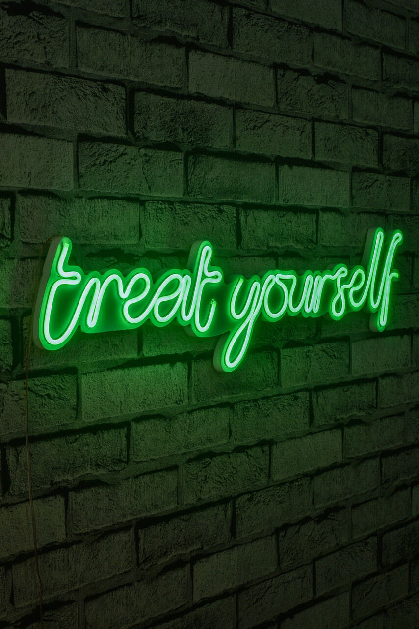 Decoratiune luminoasa LED, Treat Yourself, Benzi flexibile de neon, DC 12 V, Verde