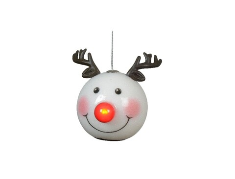 Glob cu LED Reindeer, Decoris, 8.5x7.5x8.2 cm, spuma, cu baterii, multicolor