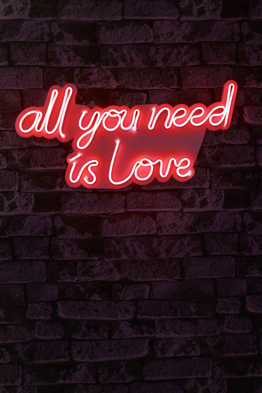 Decoratiune luminoasa LED, All You Need is Love, Benzi flexibile de neon, DC 12 V, Rosu - 1 | YEO