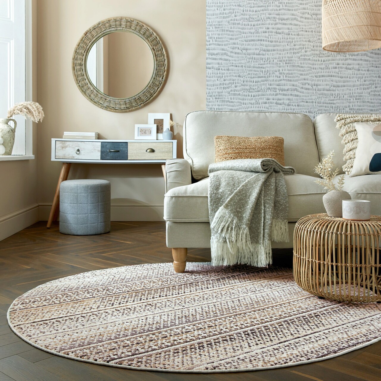 Covor Camino, Flair Rugs, D140 cm, polipropilena, natural