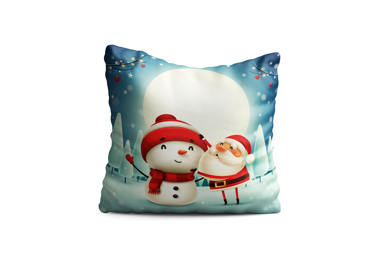 Perna decorativa Snowman and Santa, Oyo Kids, 43x43 cm, poliester, multicolor