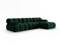 Coltar modular dreapta 4 locuri, Bellis, Micadoni Home, BL, 285x157x63 cm, catifea, verde bottle