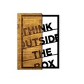 Decoratiune de perete, Think Outside The Box, 50% lemn/50% metal, Dimensiune: 42 x 58 cm, Nuc / Negru