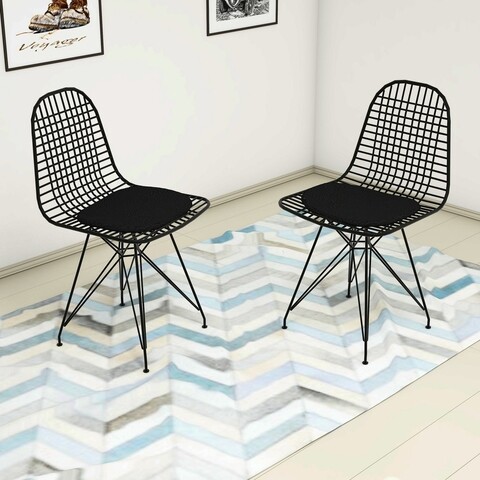 Set 2 scaune Kafes, Puqa Design, 45x42x80 cm, negru