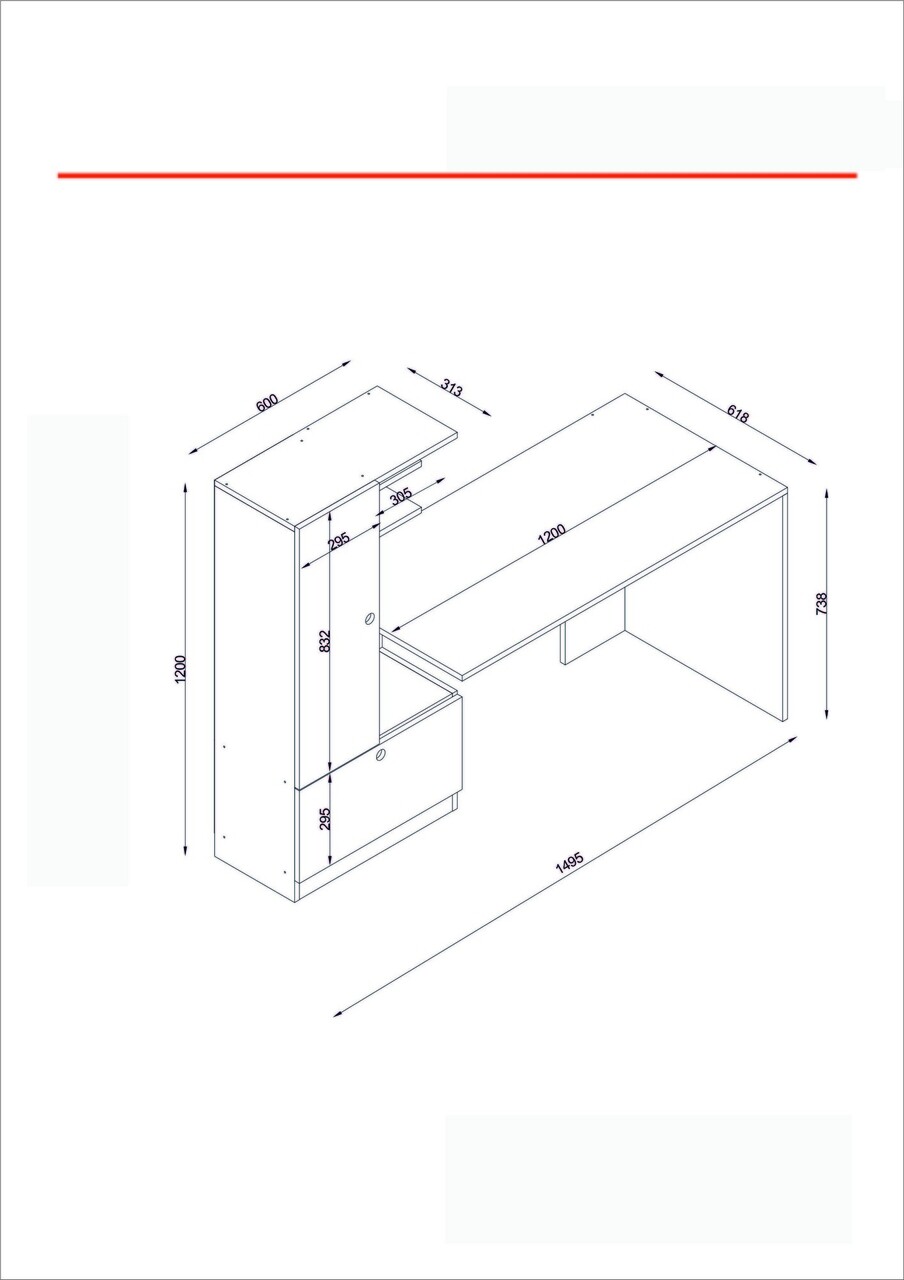 Birou Domingos, Furny Home, 150x60x120 cm, alb/maro - 2 | YEO