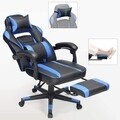 Scaun de birou ergonomic Gaming, Vasagle, piele ecologica, negru/albastru