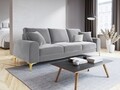 Canapea, Madara, Mazzini Sofas, 4 locuri, gold legs, 237x102x90 cm, catifea, argintiu