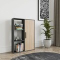 Corp biblioteca, Zena Home, Patrick, 90x123.6x25 cm, PAL, Antracit / Stejar